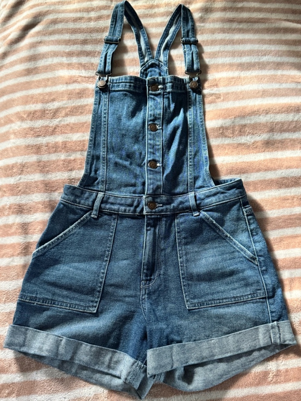 Hollister Blue Denim Short Overalls